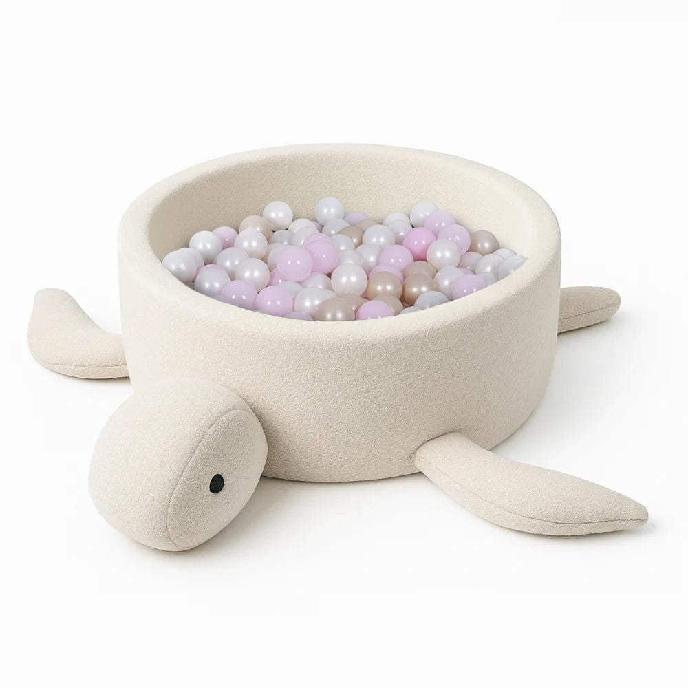 Foam Baby Ball Pit Without Balls - Turtle Cheesecake Cream Beige Boucle